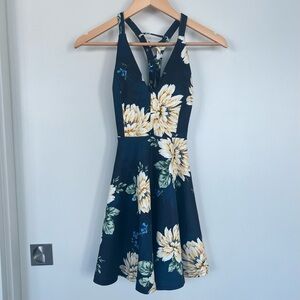 Trac-Navy blue Floral Dress